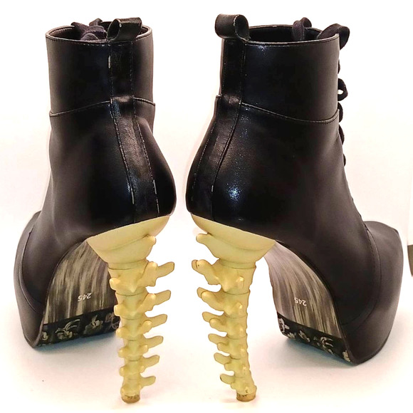 Size 8  Platform Bone High Heel Ankle Boots - Picture 2 of 14